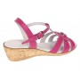 Sandale dama fucsia din piele naturala cu barete si catarama purtate cu jeansi S27ROZ