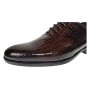 Pantofi barbati maro croco lac cu sireturi si finisaj lucios elegant