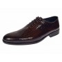 Pantofi barbati maro croco lac cu sireturi si finisaj lucios elegant