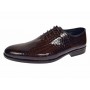 Pantofi barbati maro croco lac cu sireturi si finisaj lucios elegant