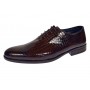 Pantofi barbati maro croco lac cu sireturi si finisaj lucios elegant