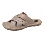 Papuci barbatesti bej din piele naturala cu barete si talpa flexibila GKR74BEJ