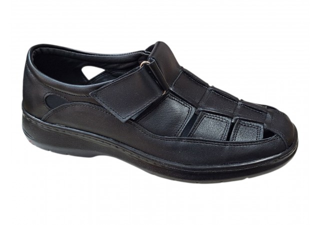 Sandale barbati casual din piele naturala Negru Box SCVA280N