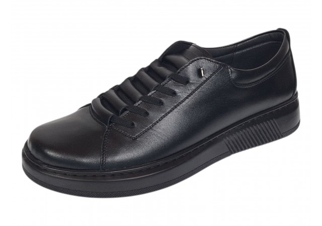 Pantofi barbati casual sport din piele naturala cu elastic negru Cairo SP2021CN