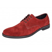 Pantofi barbati smart casual din piele naturala intoarsa Rosu Grena GKR103RVEL