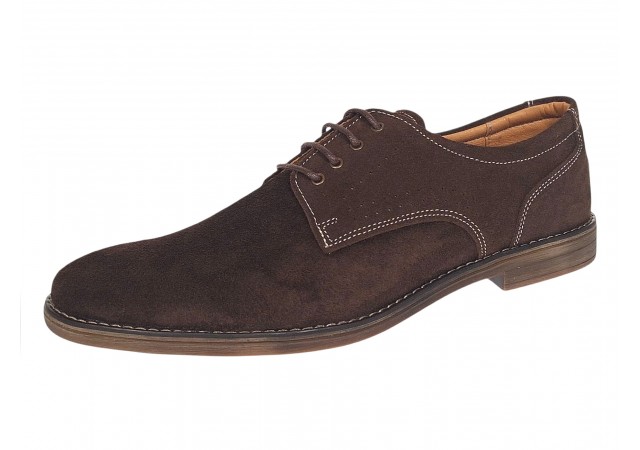 Pantofi barbati casual din piele naturala intoarsa maro PRAMFM