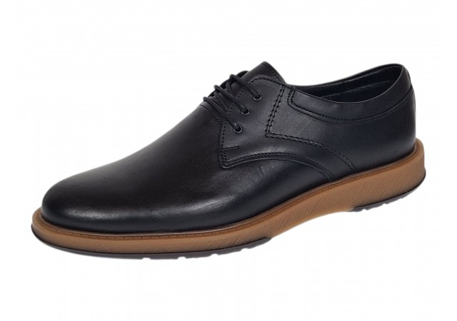Pantofi barbati casual din piele naturala de culoare Neagra GKR230NS