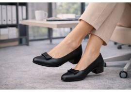 Pantofi dama din piele naturala box cu funda STD21NBOX