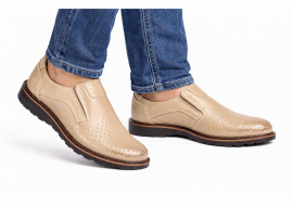 Pantofi barbati casual de vara cu perforatii - Corsa Piele Naturala Bej GKR506BEJ