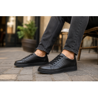 Pantofi barbati negri sport casual din piele naturala Tim