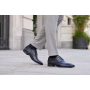 Pantofi barbati bleumarin din piele naturala eleganti cu siret si perforatii decorative