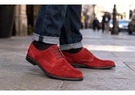 Pantofi barbati rosii smart casual din piele naturala intoarsa GKR103RVEL