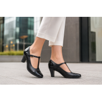 Marimea 37, 40 Pantofi dama negri din piele naturala, eleganti P50N