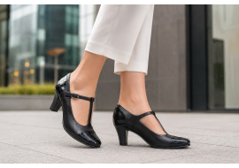 Marimea 37, 40 Pantofi dama negri din piele naturala, eleganti P50N