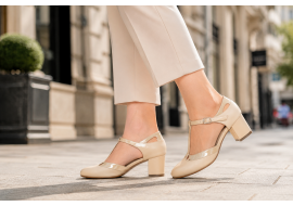 Marimea 38 Pantofi dama eleganti decupati din piele naturală, Bej Box cu Bej Lac LNA50BLP