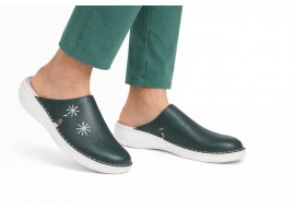 Saboti medicali dama din piele naturala de culoare verde Med-Line BR298VERDE