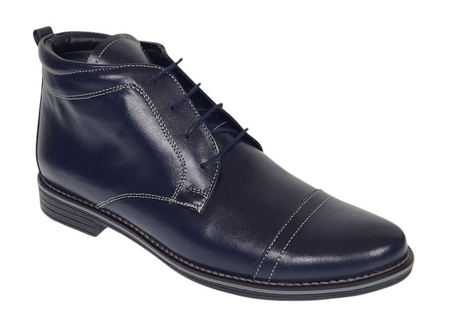 Ghete barbati casual din piele naturala imblanite Bleumarin BOND1BL