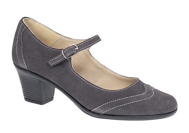Pantofi dama eleganti din piele naturala intoarsa, gri, toc de  5cm, foarte comozi P104GRIVEL