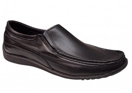 Pantofi barbati casual din piele naturala cu elastic Negru GKR82N