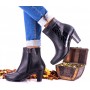 Botine dama negre din piele naturala croco toc 6cm MVS64N