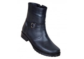 OFERTA MARIMEA 38, 40 - Ghete dama, din piele naturala, cu fermoar, negru, imblanite - LGCATN