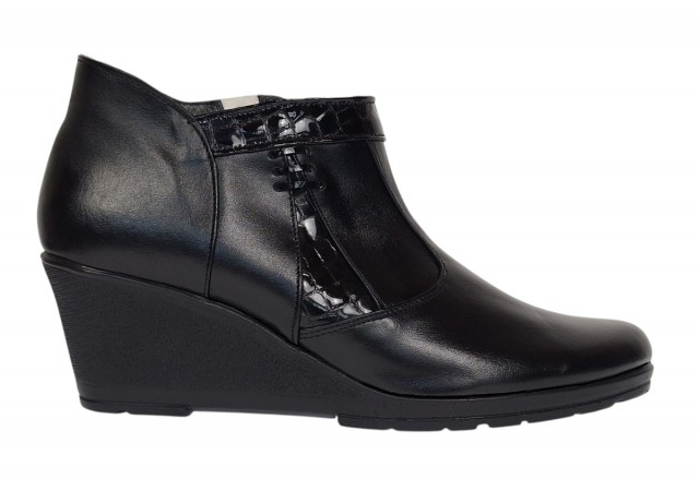 Botine dama din piele naturala cu fermoar culoare neagra Orto MV5NORT
