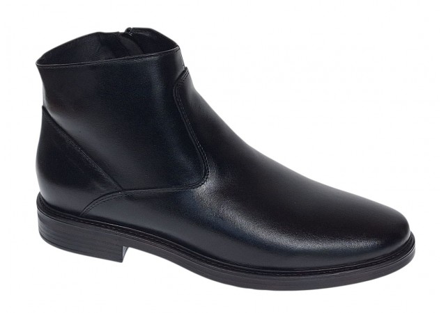 Ghete barbati casual imblanite din piele naturala Negru cu fermoar GB120N