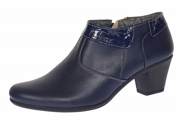 Botine dama din piele naturala cu fermoar MV4 Bleumarin BT