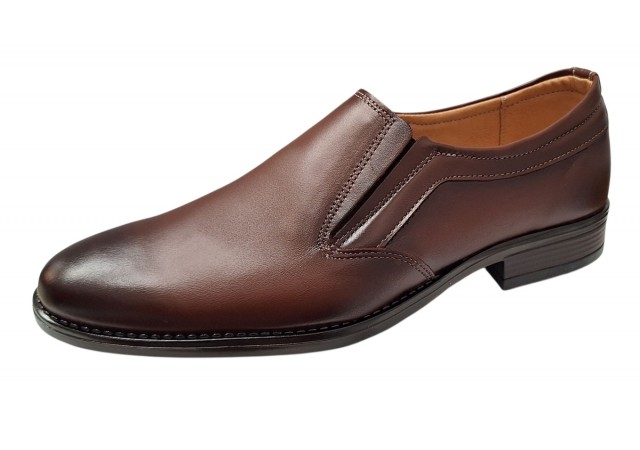Pantofi barbati eleganti din piele naturala maro fara siret - GKR117ELM