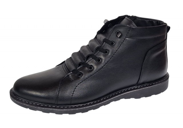 Ghete barbati casual din piele naturala imblanite Negre GS2021N