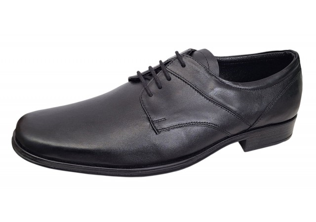 Pantofi barbati eleganti din piele naturala de culoare neagra NIC03NS