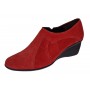 Botine dama rosii din piele naturala intoarsa cu platforme de 5 cm - Mira Velur