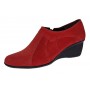 Botine dama rosii din piele naturala intoarsa cu platforme de 5 cm - Mira Velur