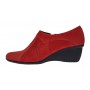 Botine dama rosii din piele naturala intoarsa cu platforme de 5 cm - Mira Velur