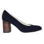 Pantofi eleganti dama negri din piele intoarsa toc aramiu 7cm - NA97N