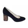 Pantofi eleganti dama negri din piele intoarsa toc aramiu 7cm - NA97N