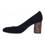 Pantofi eleganti dama negri din piele intoarsa toc aramiu 7cm - NA97N