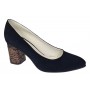 Pantofi eleganti dama negri din piele intoarsa toc aramiu 7cm - NA97N
