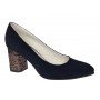 Pantofi eleganti dama negri din piele intoarsa toc aramiu 7cm - NA97N