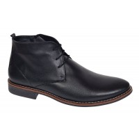 Ghete barbati casual din piele naturala de culoare neagra STDG184N