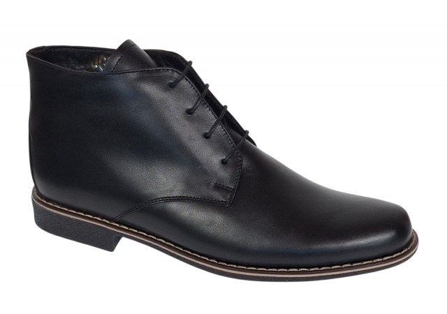 Ghete barbati casual din piele naturala de culoare neagra BONDSN