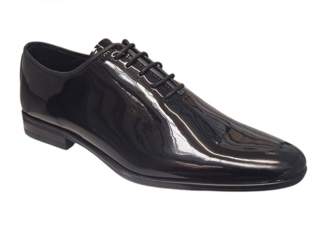 Pantofi barbati eleganti din piele naturala de culoare negru lac - GKR200LN