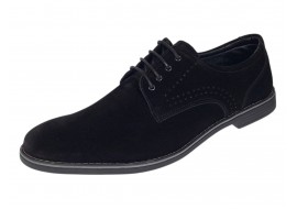 Pantofi barbati negri din piele naturala intoarsa GKR103NVEL