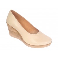 Pantofi dama casual din piele naturala Nude cu talpa tip pana P3550ND