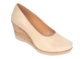 Pantofi dama casual din piele naturala Nude cu talpa tip pana P3550ND