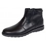 Ghete barbati imblanite negre din piele naturala cu fermoar lateral GF1204CSN