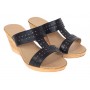 Papuci dama din piele naturala cu platforme de 7cm Negru PAP300NBOX