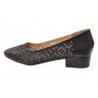 pantofi dama negri din piele naturala perforati cu toc mic gros clp03n
