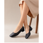 Pantofi dama negri perforati din piele naturala cu toc mic Loriana CLP05N