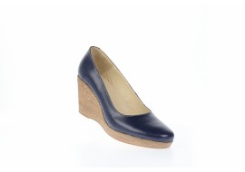 Oferta marimea 37, 39, 41-  Pantofi dama, casual, bleumarin, din piele naturala, cu platforma de 7 cm Mara - LP3550BL